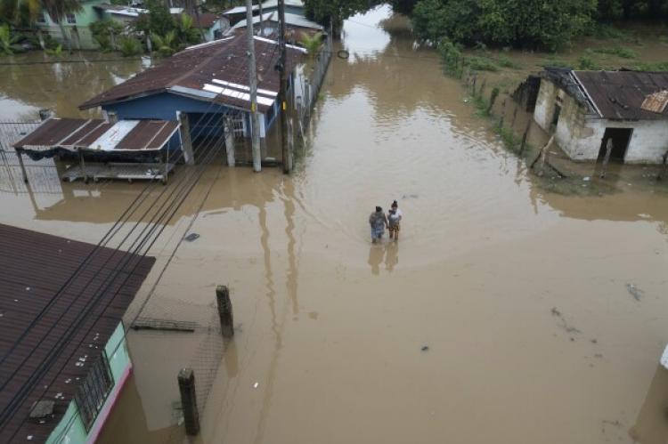 Flooding  in Belize caused by Tropical Storm Sara before landfall