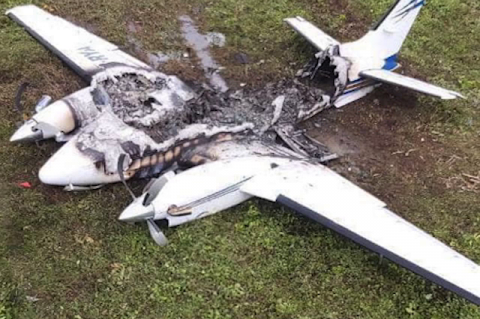 Narco Plane destroyed after unloading Cocaine
