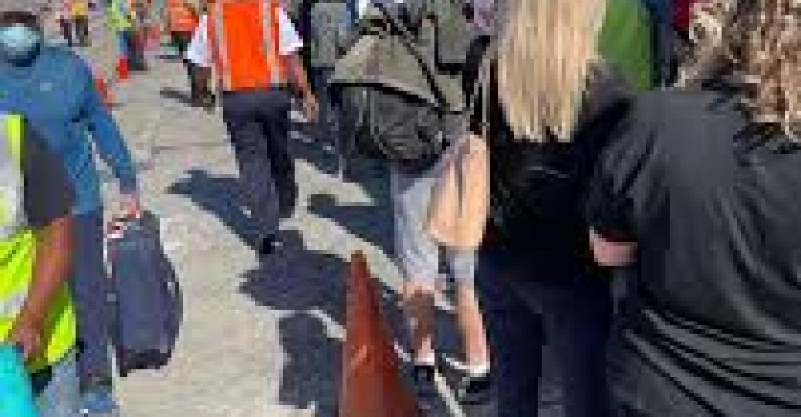 Tourists arrival at the Phillip Goldson Airport