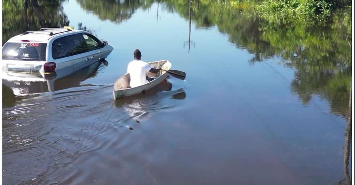 A Belize road turned river