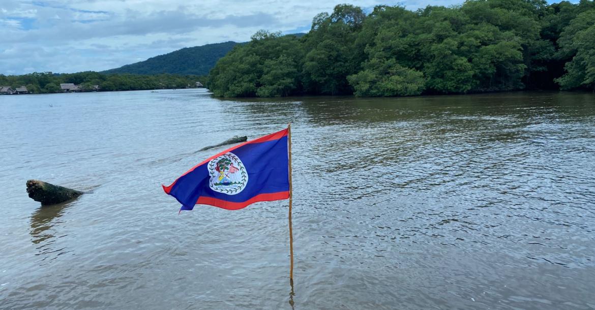 Belize Sovereign Flag Flying low despite FAG continuous removal 