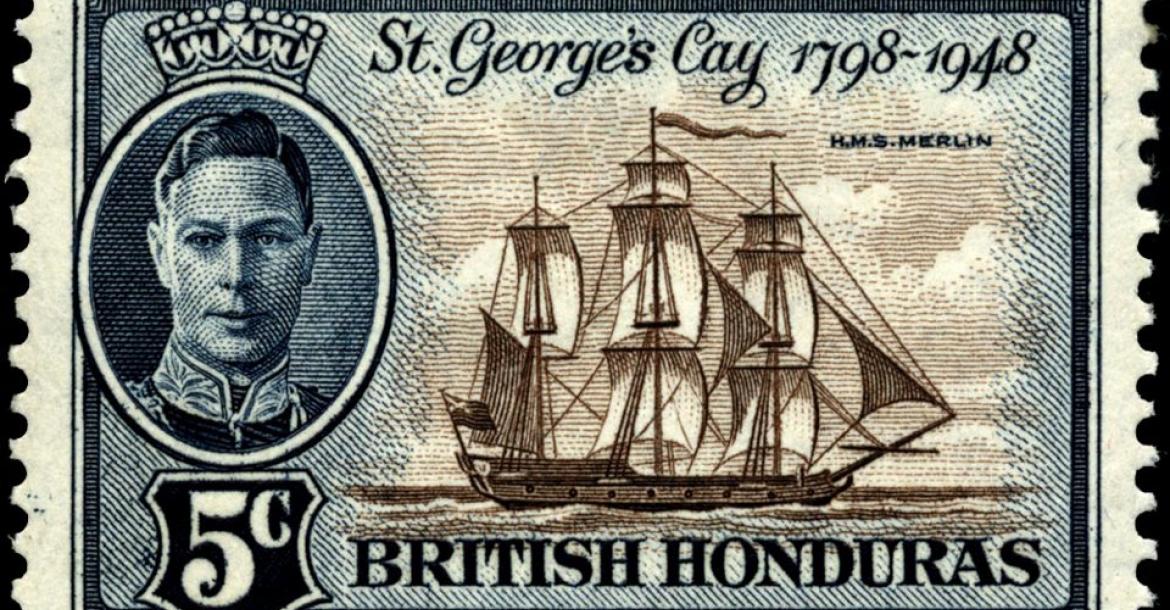 Postage Stamps depicting  The Battle of St Georges Caye 