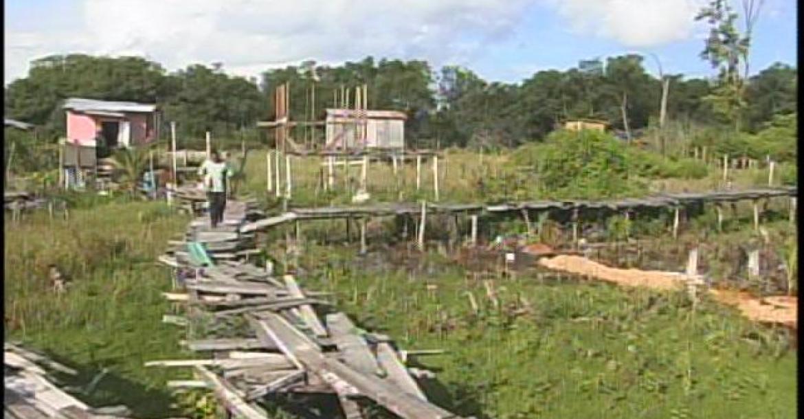 Poverty Housing on London Bridges in South side Belize City 